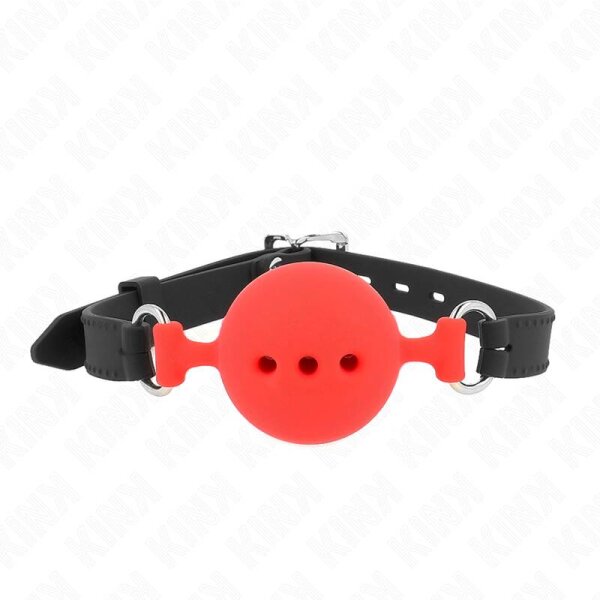 imagen KINK - MORDAZA 55 x 2 CM DE BOLA 5 CM DE SILICONA COMPLETA TALLA L ROJO AJUSTABLE 35-51 CM