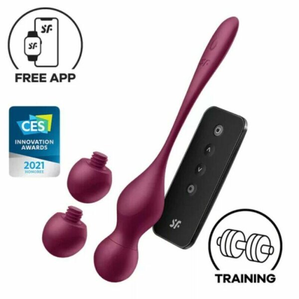 imagen SATISFYER - LOVE BIRDS VARY BOLAS VIBRADORES APP GRATUITA ROJO VINO