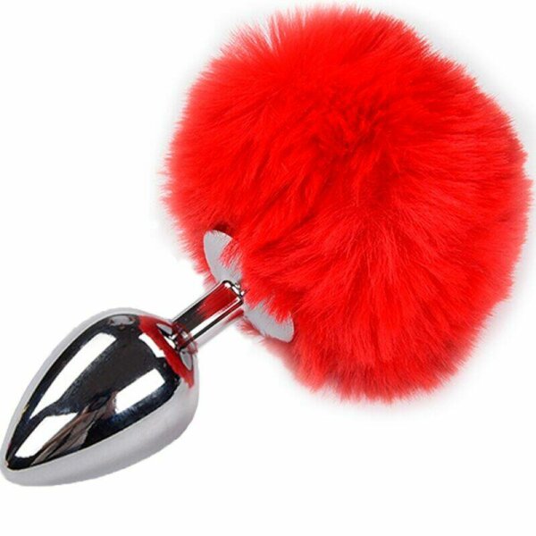 imagen ALIVE - ANAL PLEASURE PLUG LISO METAL POMPON ROJO TALLA L