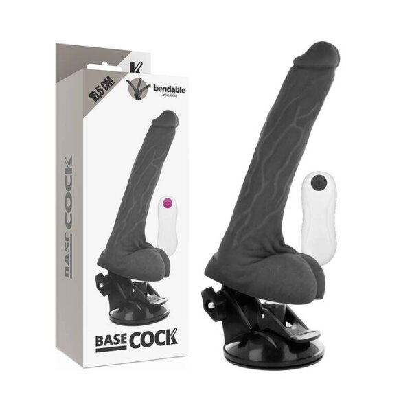 imagen BASECOCK - VIBRADOR REALISTICO ARTICULABLE CONTROL REMOTO NEGRO 18.5 CM -O- 4 CM