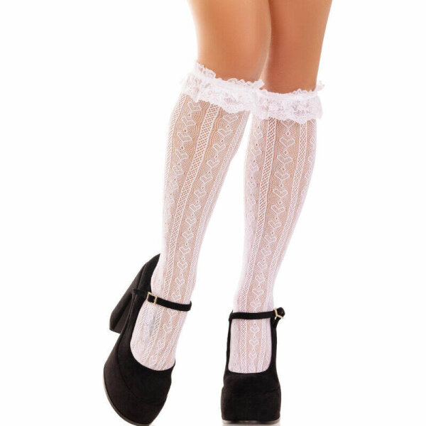 imagen LEG AVENUE - MEDIAS HASTA LA RODILLA CON VOLANTES BLANCO