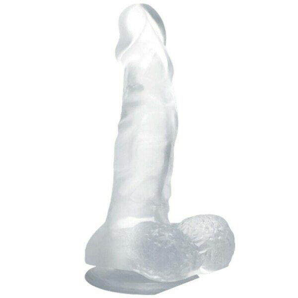 imagen BAILE - DILDO REALISTICO CON VENTOSA Y TESTICULOS 16.7 CM TRANSPARENTE