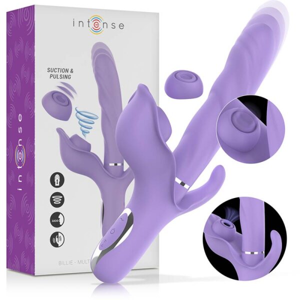 imagen INTENSE - BILLIE VIBRADOR MULTIFUNCIÓN RECARGABLE ONDAS ESTIMULADORAS CON PULSADOR MORADO