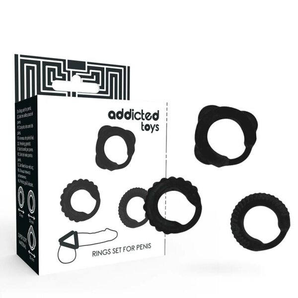 imagen ADDICTED TOYS - SET 3 ANILLOS PENE NEGRO