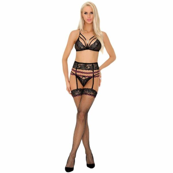 imagen LIVCO CORSETTI FASHION - SNEHANA LC 90443 SUJETADOR + LIGUERO + PANTY NEGRO L/XL