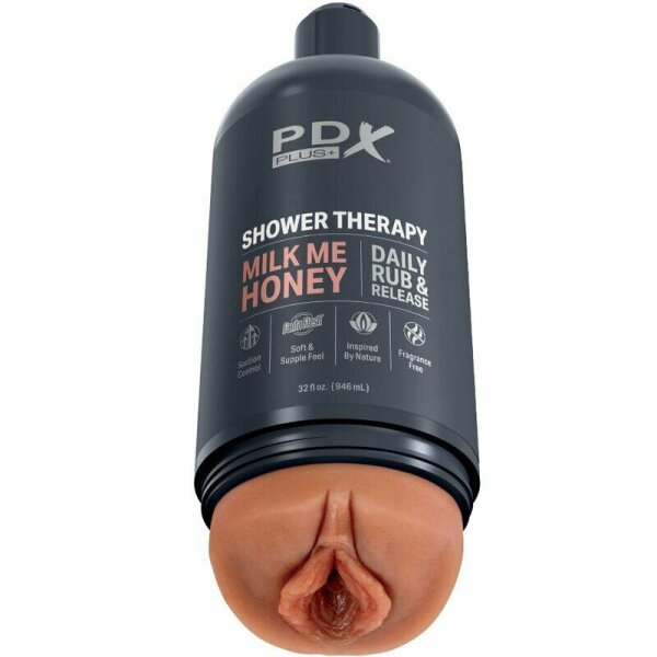 imagen PDX PLUS - MASTURBADOR STROKER DISEÑO DISCRETO DE BOTE CHAMPU MILK ME HONEY CARAMELO