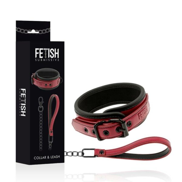 imagen FETISH SUBMISSIVE DARK ROOM - COLLAR CON CADENA CON FORRO DE NEOPRENO