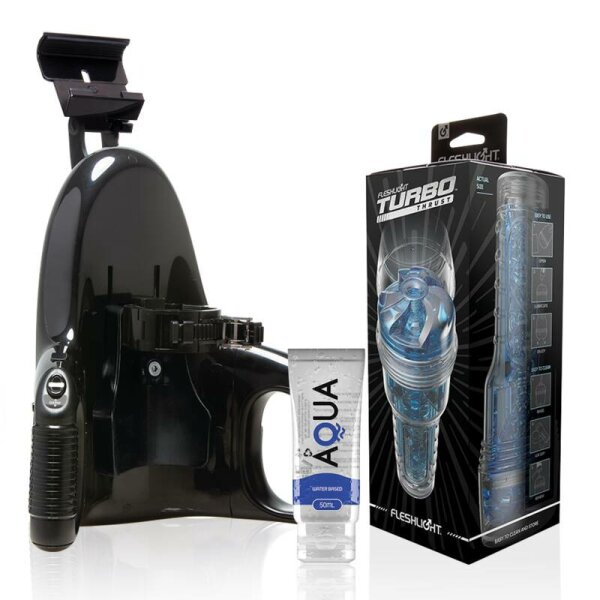 imagen FLESHLIGHT - TURBO THRUST BLUE ICE + UNIVERSAL LAUNCH + LUBRICANTE AQUA QUALITY 50 ML