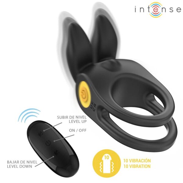 imagen INTENSE - SAM ANILLO DOBLE VIBRADOR PENE 10 VIBRACIONES NEGRO