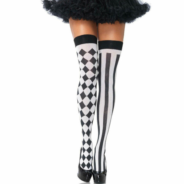 imagen LEG AVENUE - CALCETINES ALTOS ARLEQUIN NEGRO/BLANCO