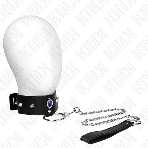 imagen KINK - COLLAR CON CORREA 65 CM CON DIAMANTES AZULES AJUSTABLE 36-43 CM X 5 CM