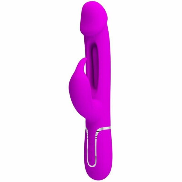 imagen PRETTY LOVE - KAMPAS VIBRADOR RABBIT 3 EN 1 MULTIFUNCIÓN CON LENGUA FUCSIA