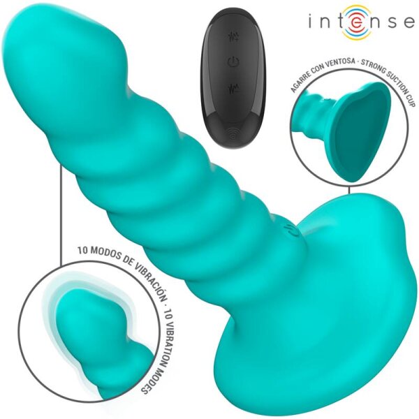 imagen INTENSE - BUFFY VIBRADOR TALLA S DISEÑO EN ESPIRAL 10 VIBRACIONES AZUL CONTROL REMOTO