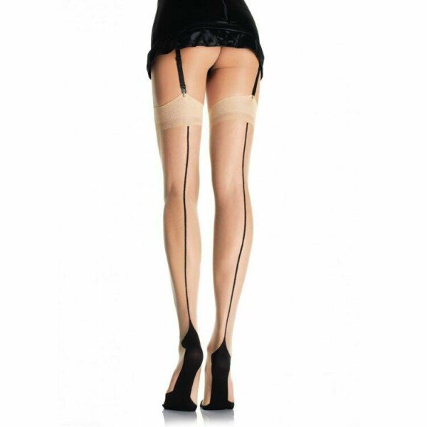 imagen LEG AVENUE - MEDIAS NUDE CON TACON CUBANO Y COSTURA TRASERA