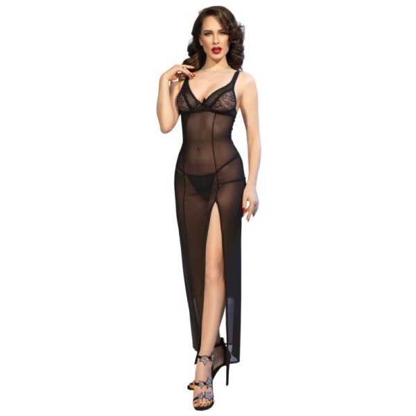 imagen CHILIROSE - CR 4723 BABYDOLL LARGO & TANGA NEGRO L