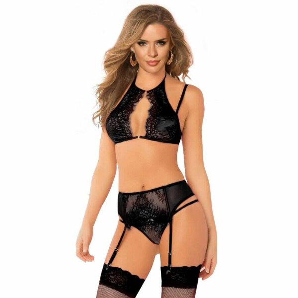 imagen QUEEN LINGERIE - SET SUJETADOR + LIGUERO Y TANGA TALLA S/M