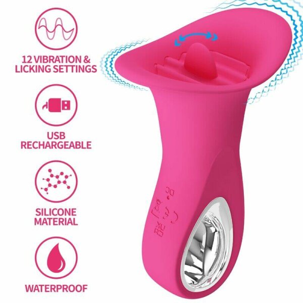 imagen PRETTY LOVE - CLYDE VIBRADOR ORAL LENGUA VIBRADORA 12 VIBRACIONES ROSA