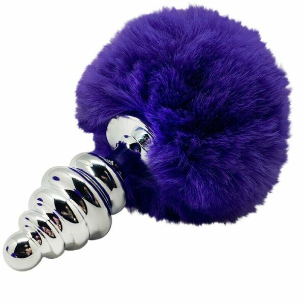 imagen ALIVE - ANAL PLEASURE PLUG ESPIRAL METAL POMPON VIOLETA OSCURO TALLA M