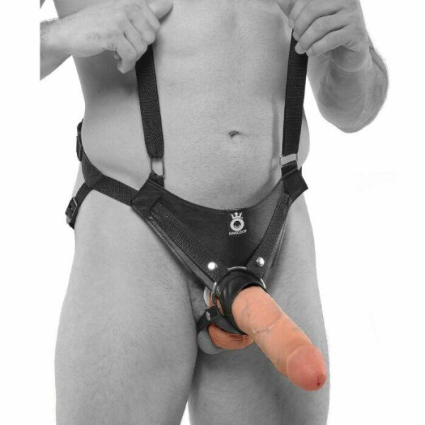 imagen KING COCK - STRAP-ON CON DILDO HUECO 25.5 CM Y TIRANTES COLOR CARNE