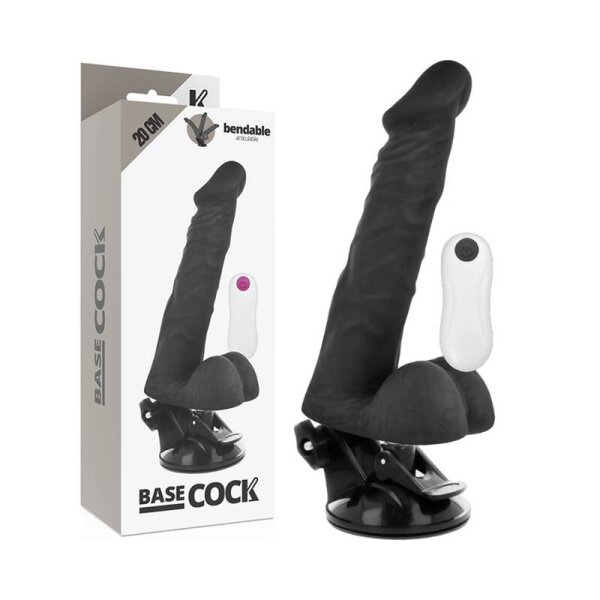 imagen BASECOCK - VIBRADOR REALISTICO ARTICULABLE CONTROL REMOTO NEGRO 20 CM -O- 4.5 CM
