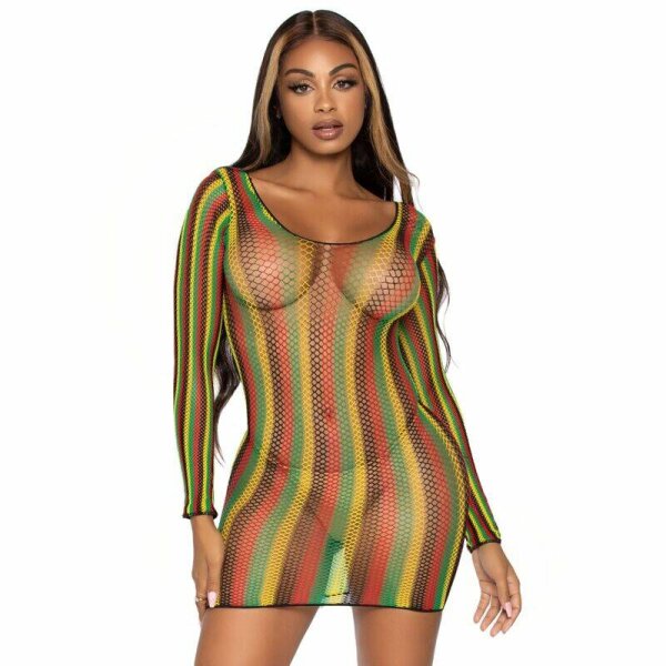 imagen LEG AVENUE - MINIVESTIDO DE RED RASTAS TALLA UNICA