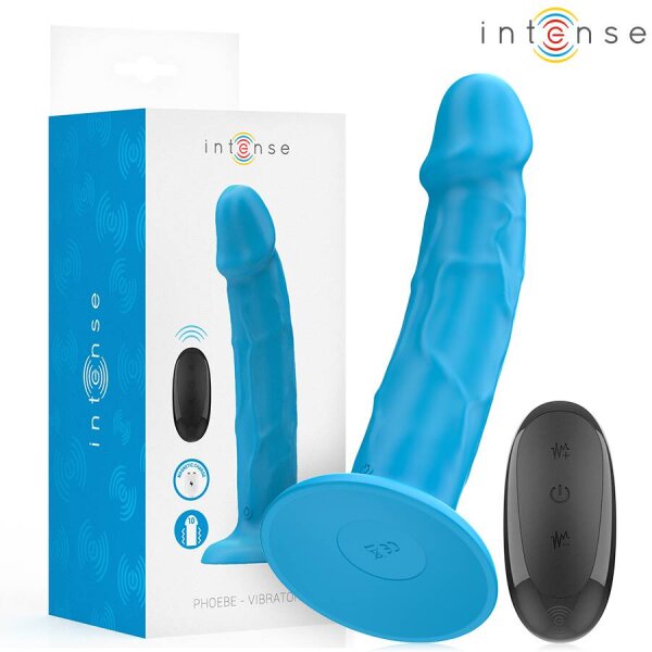 imagen INTENSE - PHOEBE VIBRADOR REALÍSTICO 10 VIBRACIONES AZUL CONTROL REMOTO
