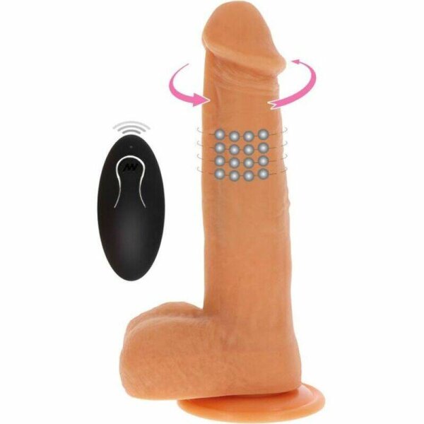 imagen GET REAL - DILDO VIBRADOR CON BOLAS GIRATORIAS NATURAL
