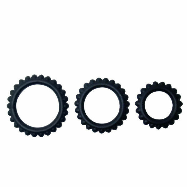 imagen BAILE - TITAN SET 3 PCS COCK RING BLACK 2.8 + 2.4 + 1.9 CM