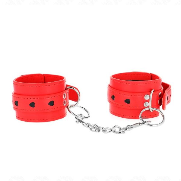 imagen KINK - MUÑEQUERAS ROJO CON INCRUSTACIÓN DE CORAZÓN NEGRO AJUSTABLE 21-28 CM X 5.5 CM