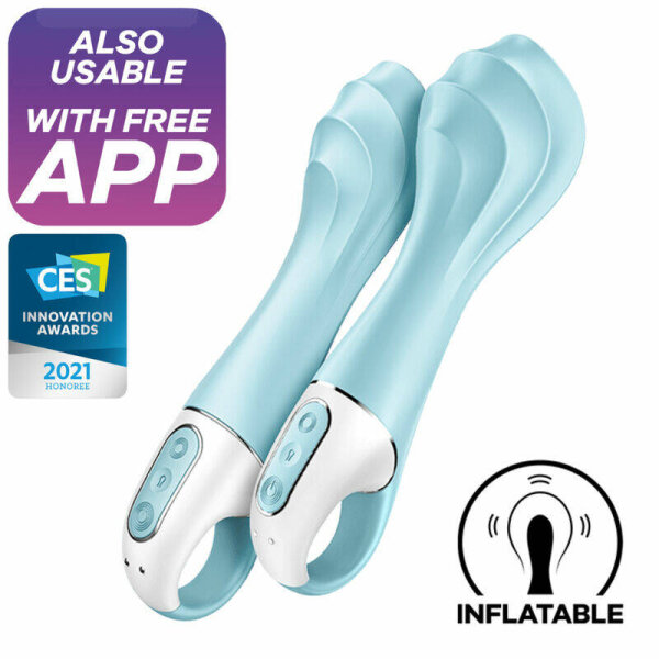 imagen SATISFYER - AIR PUMP VIBRATOR 5+ VIBRADOR PUNTO G INFLABLE APP AZUL