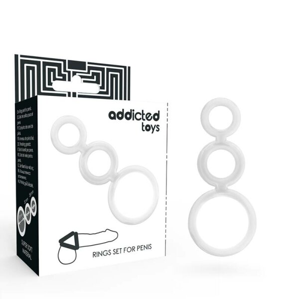 imagen ADDICTED TOYS - SET ANILLOS PENE Y TESTICULOS CLEAR