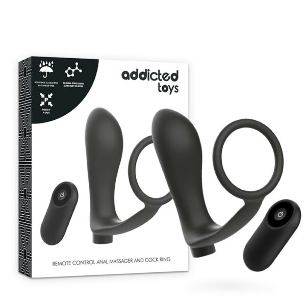 imagen ADDICTED TOYS - ANILLA PENE CON PLUG ANAL CONTROL REMOTO NEGRO RECARGABLE