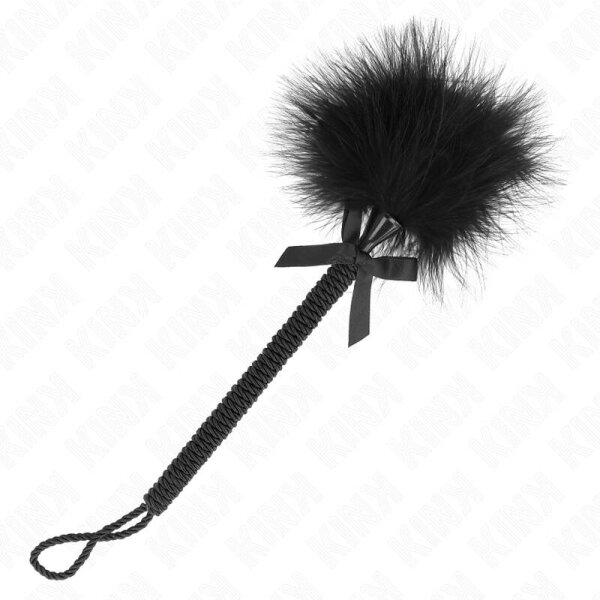 imagen KINK - MASAJEADOR DE CUERDA DE NAILON CON PLUMAS PARA COSQUILLAS Y LAZO NEGRO 25 CM