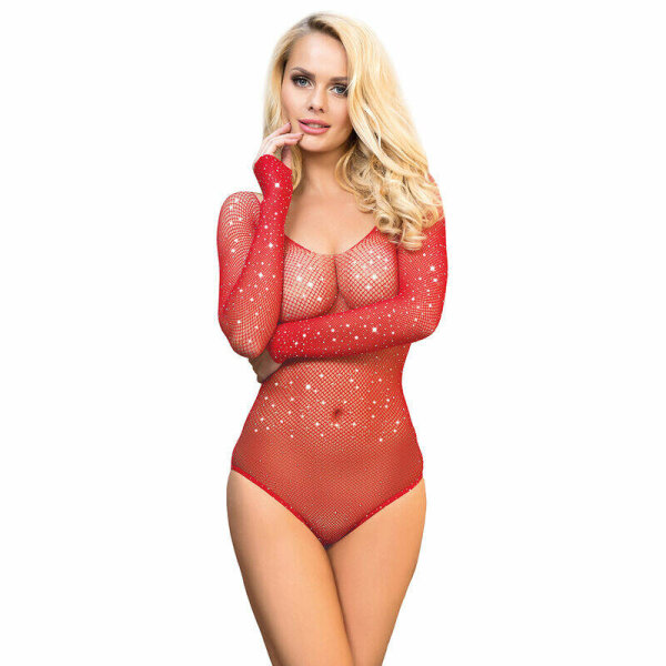 imagen SUBBLIME - 952303 BODY DE REJILLA BRILLANTE CON HOMBROS DESCUBIERTOS MANGA LARGA ROJO TALLA ÚNICA