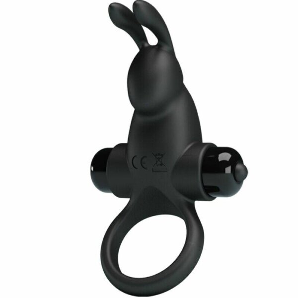 imagen PRETTY LOVE - ANILLO VIBRADOR + ESTIMULADOR RABBIT CLÍTORIS 10 VIBRACIONES NEGRO