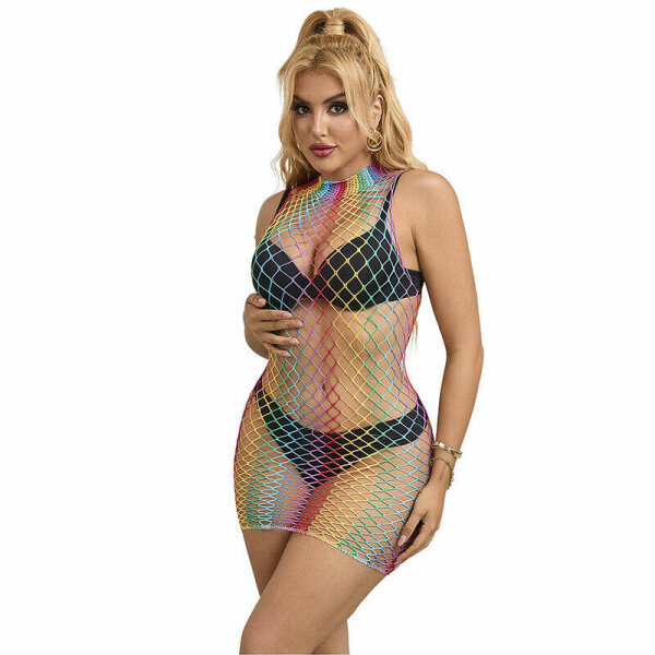 imagen SUBBLIME - 952433 VESTIDO DE REJILLA SIN MANGAS CON CUELLO ALTO ARCOIRIS TALLA ÚNICA