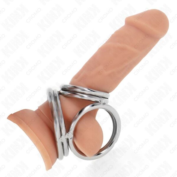 imagen KINK - ANILLO PENE TRIPLE METAL CROMADO 3.8 CM A 5 CM MODELO 1