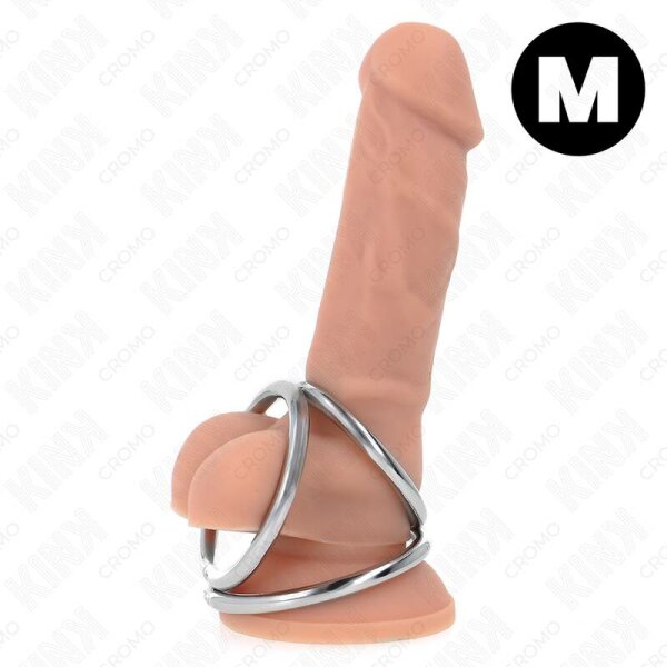 imagen KINK - ANILLO PENE TRIPLE METAL CROMADO 3.8 CM A 5 CM MODELO 2