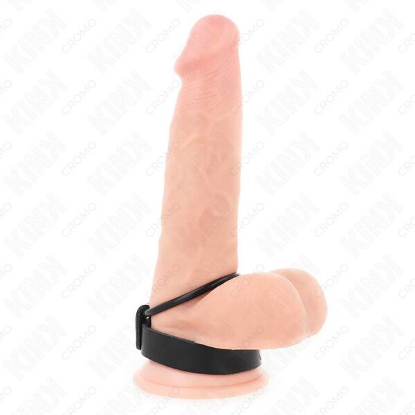 imagen KINK - ANILLO PENE SILICONA 3.8 CM CON DIVISOR DE BOLAS Y CORREA DE CUERO 22 X 1.5 CM