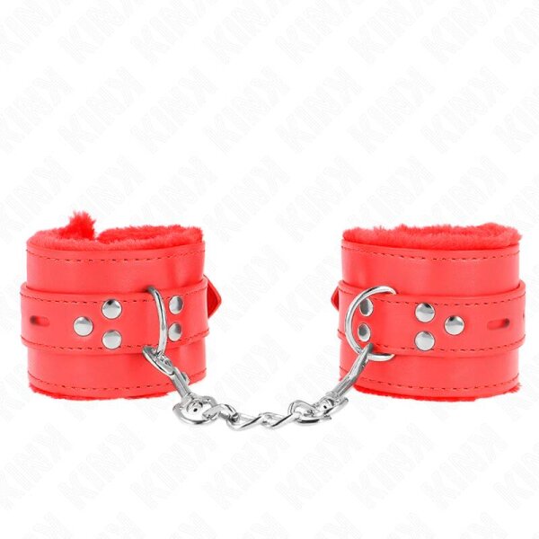 imagen KINK - MUÑEQUERAS FORRADAS CON AGUJEROS CUADRADOS ROJO Y CORREA ROJO AJUSTABLE 17-29 CM X 6 CM
