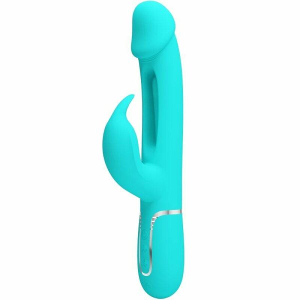 imagen PRETTY LOVE - KAMPAS VIBRADOR RABBIT 3 EN 1 MULTIFUNCIÓN CON LENGUA VERDE AGUA