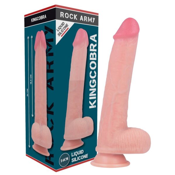 imagen ROCKARMY - KINGCOBRA DILDO REALISTICO LIQUID SILICONE 24 CM -O- 4.77 CM