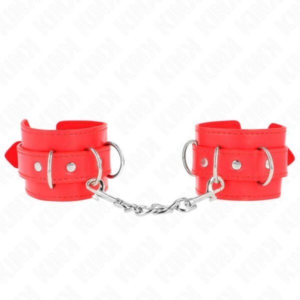 imagen KINK - MUÑEQUERAS CON 3 ANILLAS EN D AJUSTABLE ROJO 17.5-25 CM X 6 CM