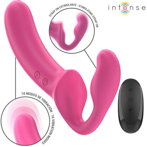 imagen INTENSE - AMY VIBRADOR DOBLE 20 CM ROSA CONTROL REMOTO