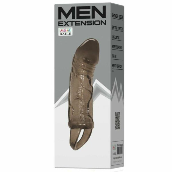 imagen BAILE - FUNDA EXTENSORA PENE CON STRAP PARA TESTICULOS NEGRO 13.5 CM