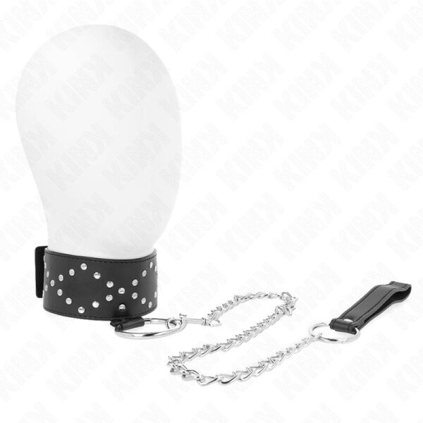 imagen KINK - COLLAR CON CORREA 65 CM CON TACHUELAS PLATEADAS MODELO 3 AJUSTABLE 36-43 CM X 5 CM