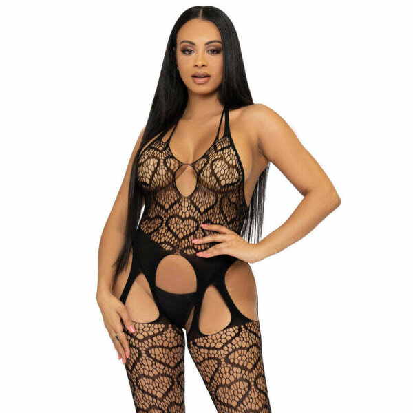 imagen LEG AVENUE - BODYSTOCKING DE RED CON TIRANTES TALLA ÚNICA - NEGRO