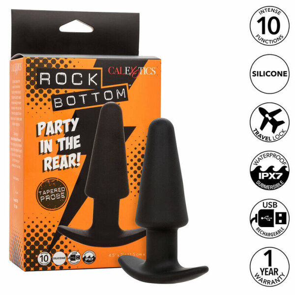 imagen CALEXOTICS - ROCK BOTTOM PLUG ANAL CÓNICO 10 VIBRACIONES SILICONA NEGRO
