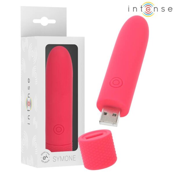 imagen INTENSE - SYMONE BALA VIBRADORA RECARGABLE POR USB 8 VIBRACIONES ROJO 10 X 2.2 CM